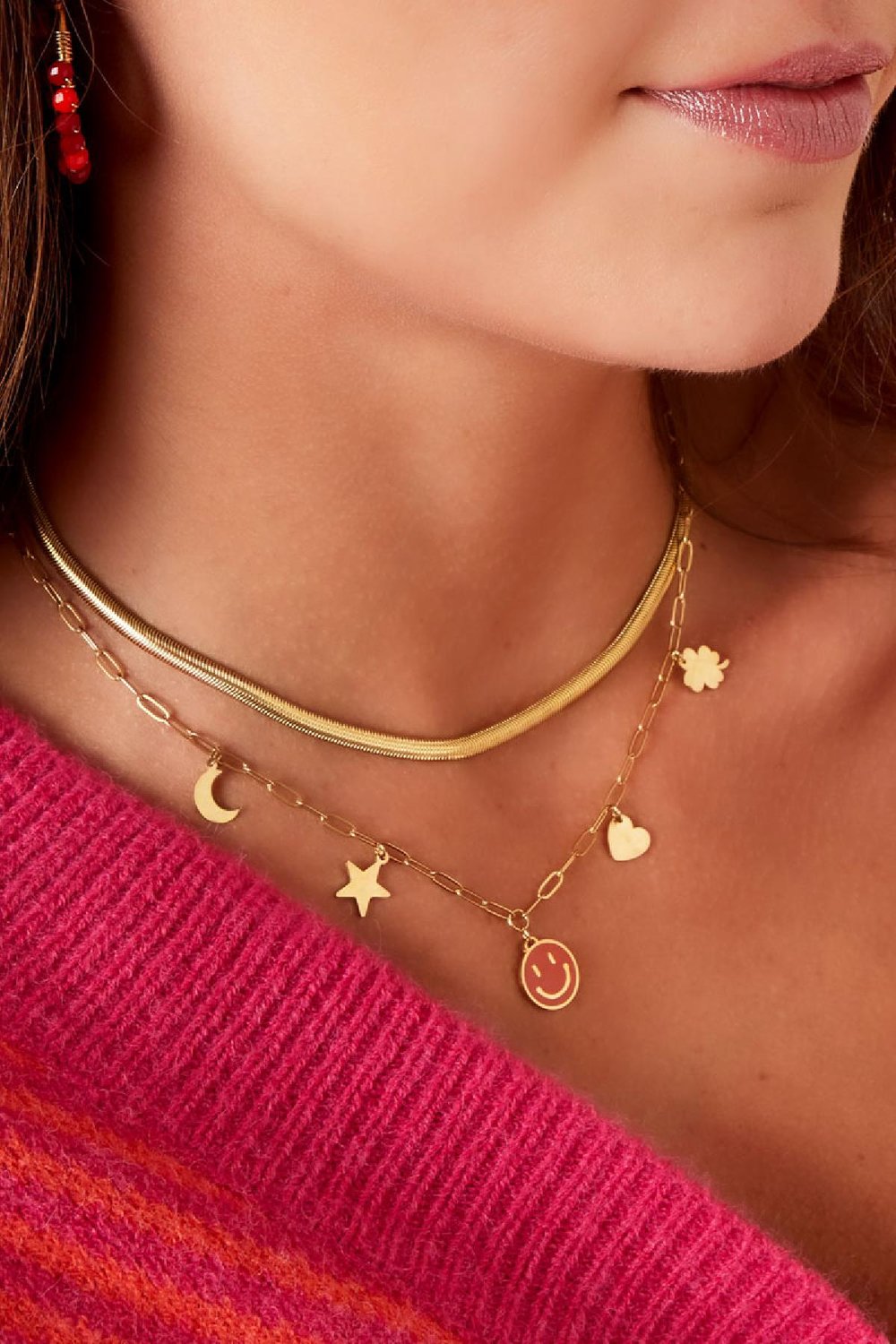 Gliederkette aus Edelstahl mit Anhängern Silber h5Bild4